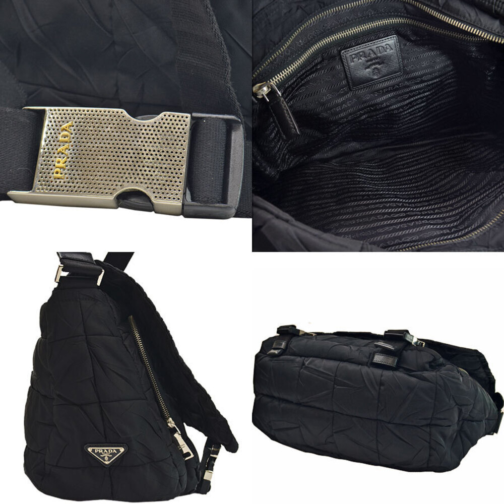 Prada bag shoulder black crossbody metal logo silver triangle leather - Picture 1 of 3